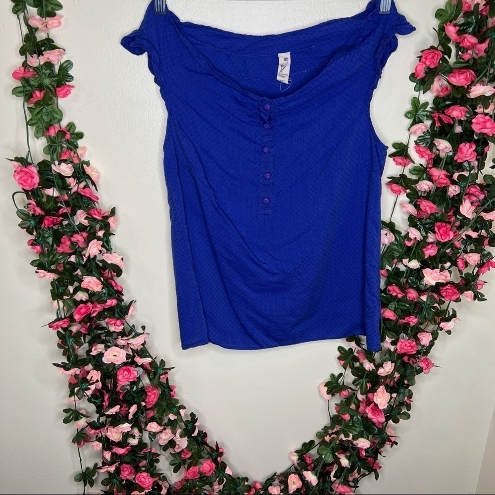 Floreat Blue Sleeveless Blouse Womens 4 Casual Work Office Business